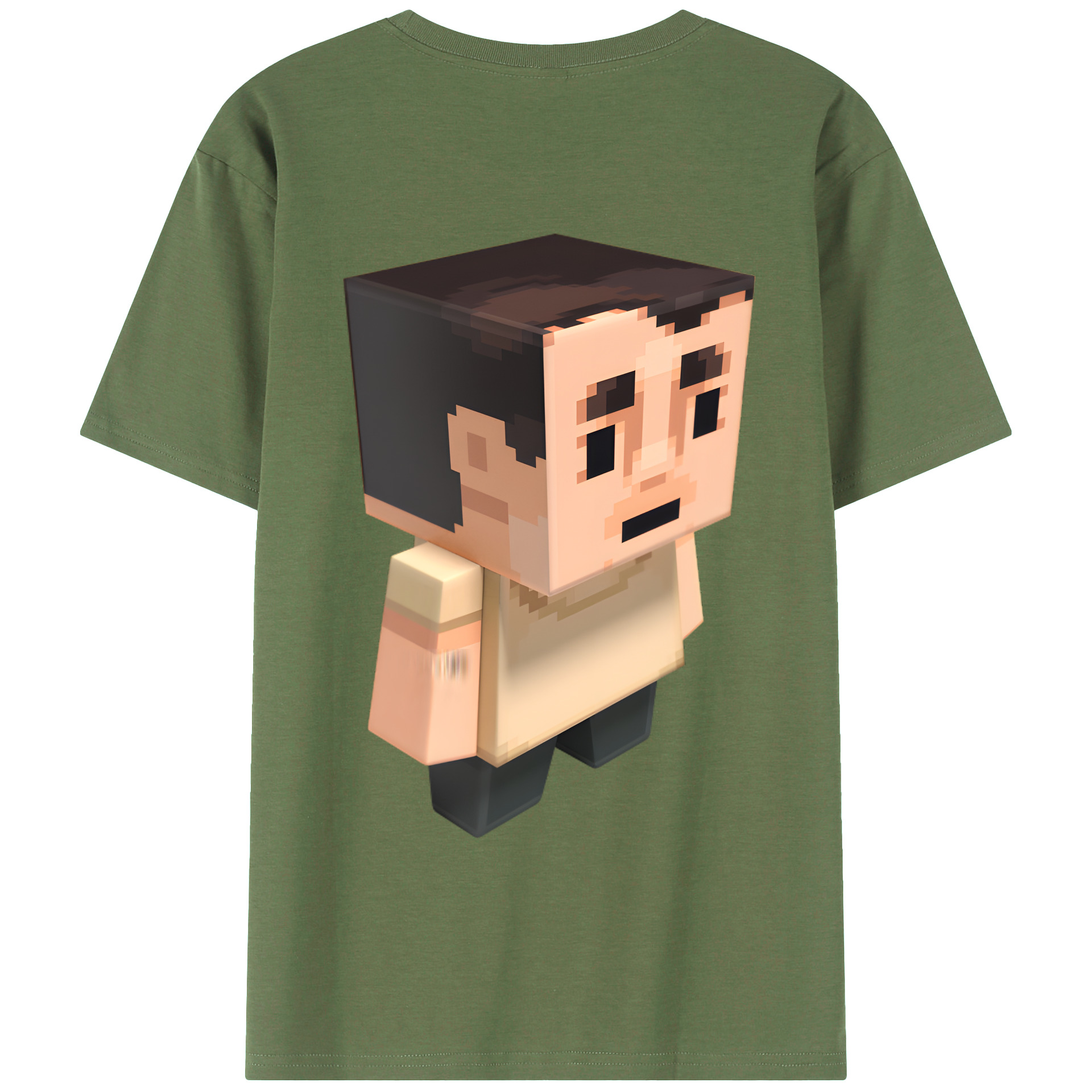 （画像用） マインクラフト ブロックの世界 Minecraft MC Block world 綿100％ メンズ半袖Tシャツ（バックプリント） 通気性
